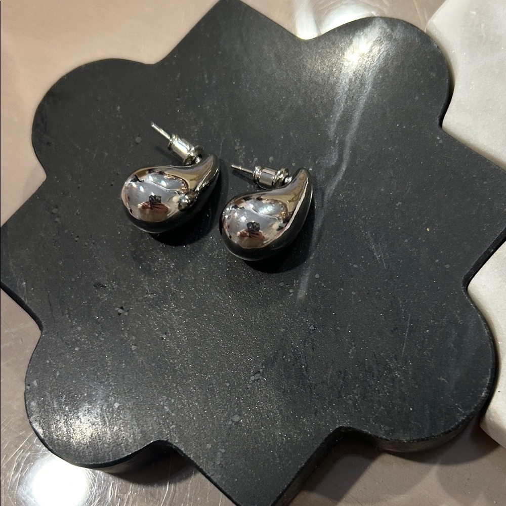 Anthropology Silver Teardrop Earrings